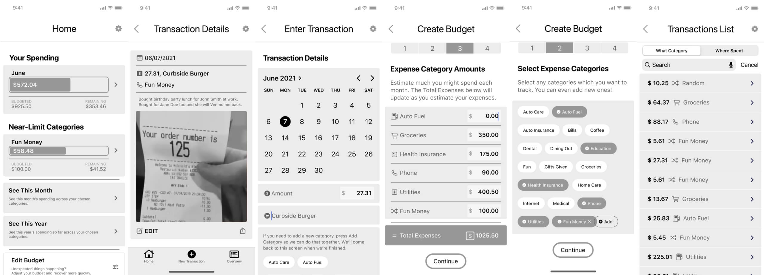 Digital wireframes created from the best concepts from the crazy eight ideations.