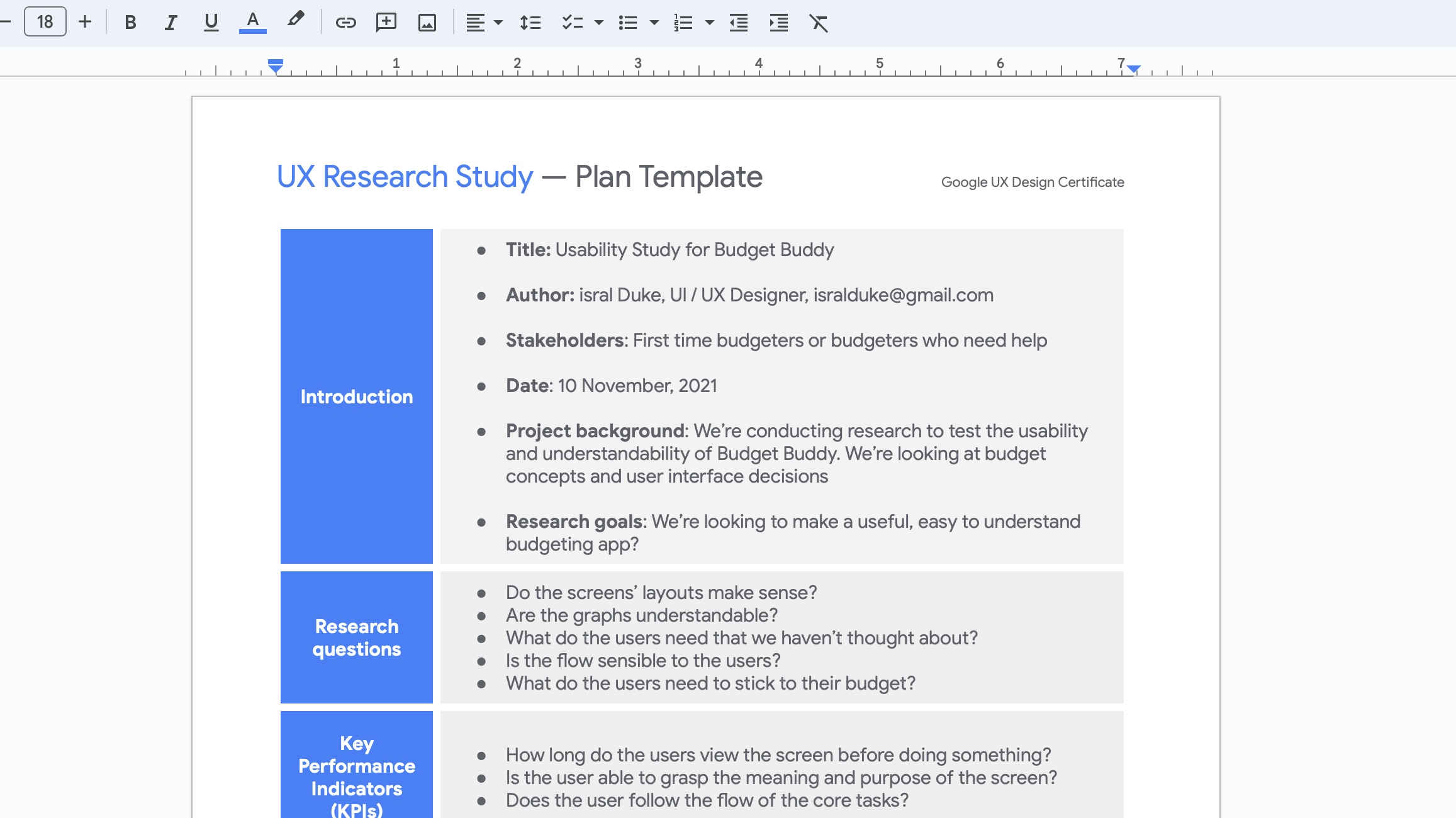 Preview of the U X research study.